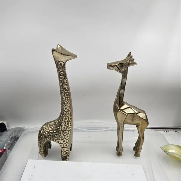 Jungle Safari Animals Lot of 8 Gold Colored Toy Pretend Play Aluminum